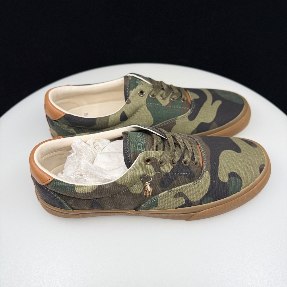 Polo Ralph Lauren Thorton Sneakers Mens 8.5 D Dark Camo New Canvas Low Top